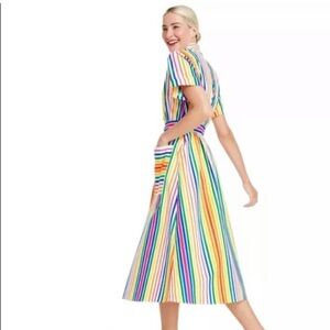 Christopher John Rogers x Target Shirt Dress 10 Short Sleeve Rainbow Stripe NWT